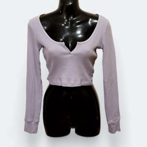 TNA - Waffle Knit Long Sleeve Crop Top